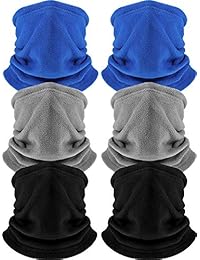 6 Pack Fleece Neck Warmer Gaiter Mask Thick Thermal Windproof Ski Neck Gaiter for Unisex