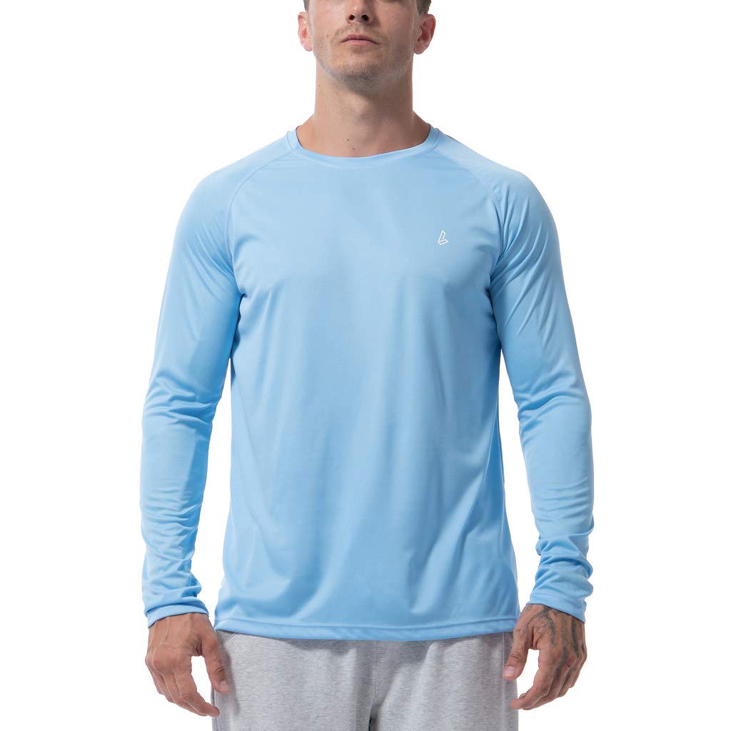 Men's Big Tall UPF 50+ Sun Protection Long Sleeve Shirts Lightweight UV Blocking Outdoor T-Shirt for Running, Hiking, Fishing