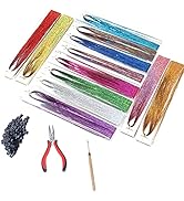 Hair Tinsel Strands,12 Colors 3200 Strands 46inches Glitter Hair Tinsel Extensions Pliers Pulling...