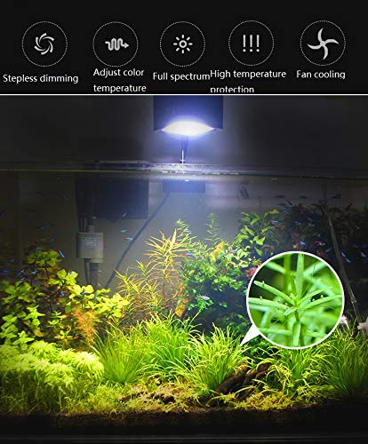 Aquarium Full Spectrum Lighting LED Adjustable Color Temperature Dimmable 70W Fan Cooling for Grass Algea Multichip (70W)
