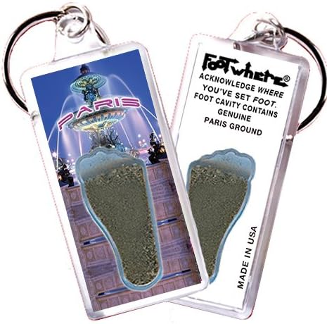 Paris “FootWhere” Souvenir Key Chain. Made in USA (PRI102 - Fountain)