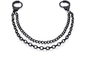 Black Tone Pants Chain 2 Layer Men Women Curb Chain Stainless Steel Adjustable Jean Chain Punk Hip-hop Clothing Accessories