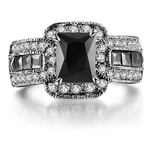 Carbonado ♦♦♦ » Jewelry PrincessCut Black Gold Created Black CZ Diamond Engagement Wedding Ring