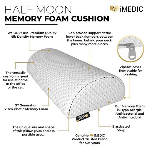 Medipaq-Half-Moon-Memory-Foam-Cushion-Pillow-Soft-Yet-Firm-Use-for-Neck-Lower-Back-Knees-Legs-Feet-Virtually-Any-Position-