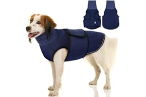 KOESON Dog Anxiety Vest, Thunder Jacket for Large Dogs Calming Jacket with Hoodie, Dog Anxiety Jacket for Fireworks, Separation, Anti-Anxiety Dog Hoodies for Noise Block & Ear Protection Blue 3XL