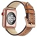 OXWALLEN Apple Watch Band Leather Replacement Watch Strap with Stainless Metal Buckle Clasp iwatch series 1 2 3 Replacement strap (38mm, Brown Band+Rose Gold Buckle)
