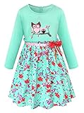 2-10T Kids Girls Pattern Printed Pure Cotton Casual Flower Pleated Dresses