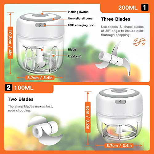 Electric Mini Food Chopper, Cordless Electric Chooper Mini Garlic