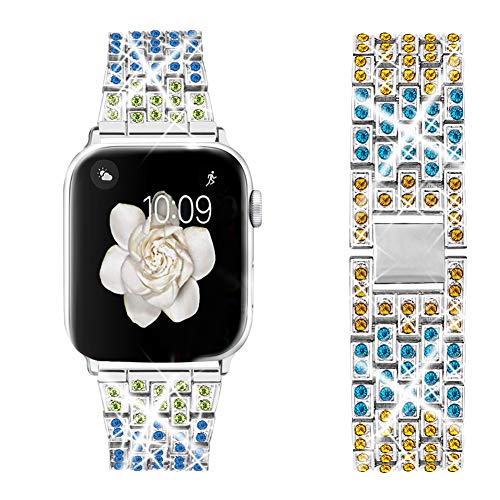 Dsytom Bing Band Compatible with Apple Watch Band 42mm 44mm 45mm,Jewelry Replacement Metal Wristband Strap for iWatch Band Series Ultra 2 9/8/7/6/5/4/3/2/1/SE Ultra(Colorful A)