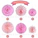 Pink Hanging Paper Fans Round Folding Heart Banner Rosettes Party Supplies Photo Props for Valentines Day Wedding Birthday Baby Shower Wall Decor Party Decorations (Pink)
