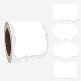 SALEMAR White Label Sticker, 2x3 inch Fancy Shape Labels for Essential Oil Bottle or Food Jars, Name Tags Stickers, 200PCS(White)
