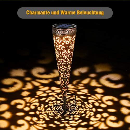 Görvitor Tuinverlichting op zonne-energie, metaal, 2 stuks, voor buiten en tuin, warmwit, tuinverlichting, IP65… - Afbeelding 4