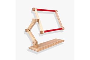 Luca-S SRL Table-Type Wooden Basswood Embroidery Stand (30cm x 40cm) - Beige, Red