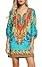 Women Bohemian Neck Tie Vintage Printed Ethnic Style Summer Shift Dress (S, Pattern 1)