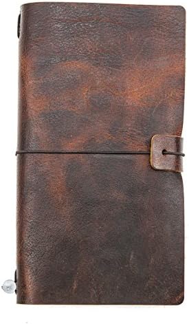 SALTY FISH Pure Handmade Vegetable Tanned Leather Cover Diary Journal Traveller Notebook Sketchbook Exquisite Gift (Brown)