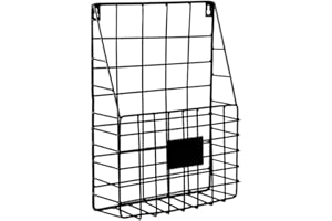 Ipetboom Nordic Wrought Iron Wall Mounted Storage Basket Black Hanging Magazine Holder Newspaper Stand Rack