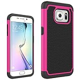 Berry Accessory(TM) [Drop Protection] Protective Case [Shock Proof] [Dual Lawyer] Hybrid Defender Armor Case Cover For Samsung Galaxy S7 Edge With Free Berry logo stand holder(Hot Pink)