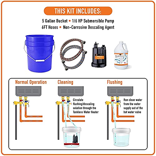 Chromex Tankless Water Heater Flush Kit with Gallon Liquid Descaling