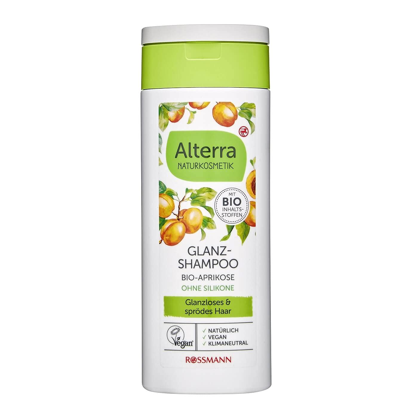 Alterra shine shampoo "Bio-Apricot & Bio-Wheat" 200 ml for glossless & brittle hair, radiant shine & easy combability, without silicones, natural cosmetics, vegan ÖKO-TEST VERY GOOD