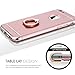 KAMII rrx-700 3-in-1 Ultra Slim Design Hybrid (Metal Textured Grip) Anti Skidding Pc Hard Back Cover with Delicate Ring Kickstand for iPhone 6 Plus, iPhone 6S Plus, Rose Gold