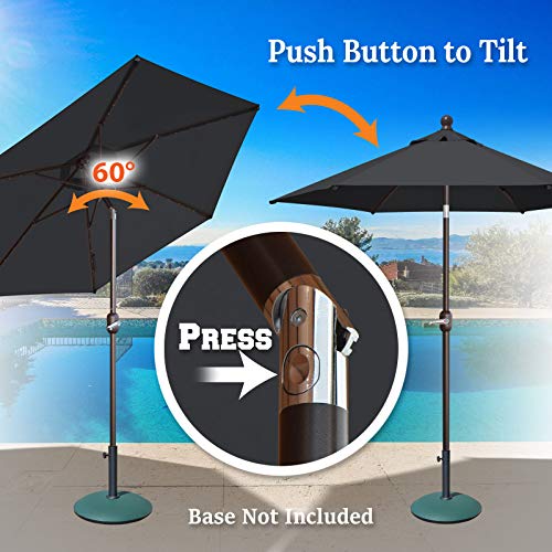 BenefitUSA 7.5' Patio Battery Lighted LED Umbrella Tilt Sunshade Garden Balcony Outdoor (Black)