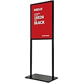 DISPLAYSWORKER Sign holder floor stand, heavy Duty Pedestal poster banner stand for display,18×24 inch slide-in double sided poster sign holder floor standing for board Display (Black, 18×24)