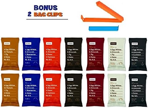RxBar Real Food Protein Bar, complete Variety Pack 1.83 Ounce (Pack of 14) Plus 2 Food Storage Bag Clips Free!