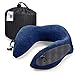 Docamor Memory Foam Travel Neck Pillow, Compact U-Shaped Neck Support Pillow with Easy-to-Carry Bag, Washable Cover and Adjustable Neck Size for Plane Train Car Bus Office Napping, Deep Navy Blue