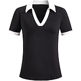winkbay Women's Summer Collar V Neck Short Sleeve T Shirt Elegant Work Office Tops