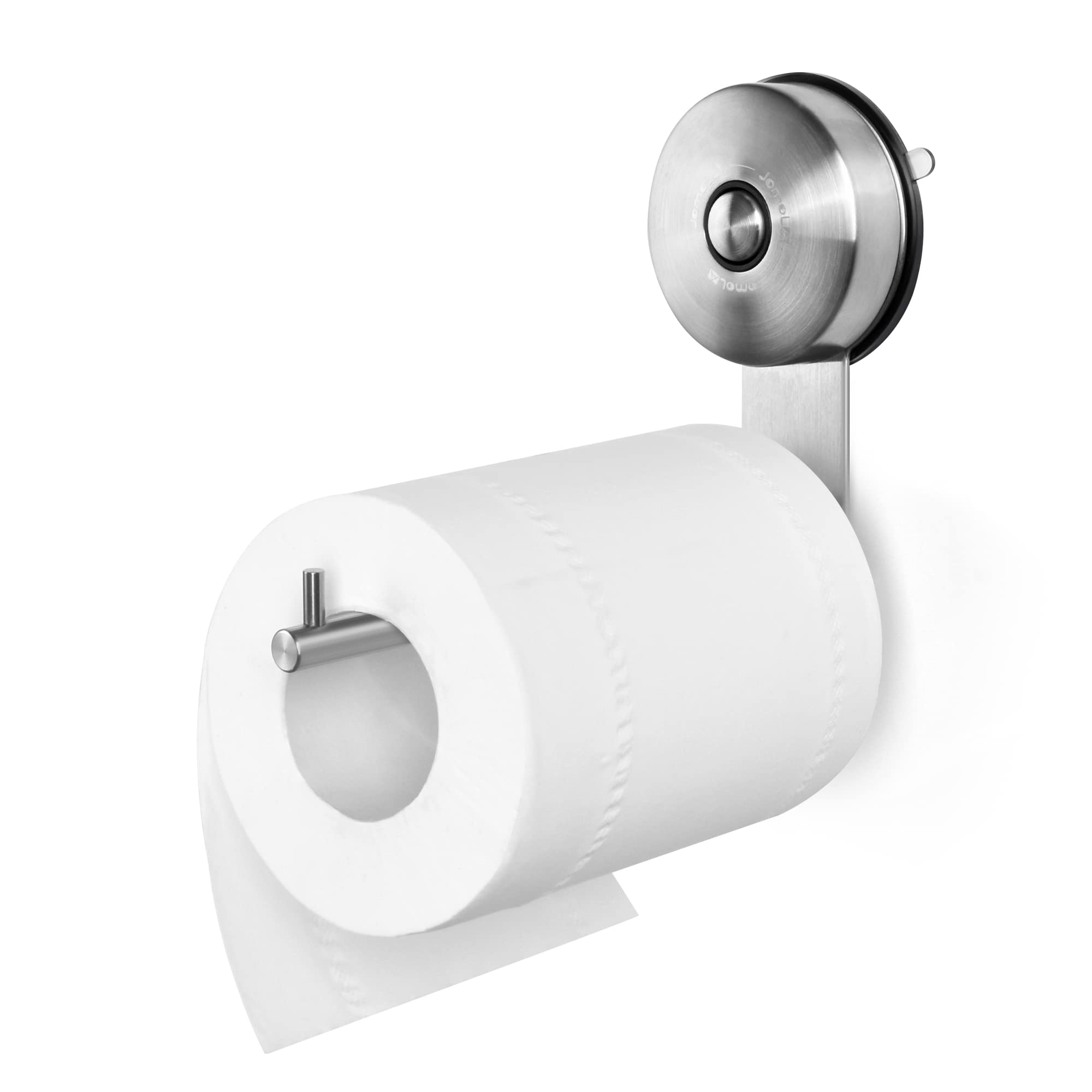 Toilet Paper Holder - JOMOLA Suction Cup Toilet Roll Holder Stainless Steel Toilet Paper Hanger Wall Mounted Removable Tissue Paper Dispenser for Bathroom and Kitchen No Drilling Brushed Finish