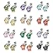 22 Pairs Stainless Steel Post 4mm 5mm 6mm 7mm 8mm Brilliant Cut Round Cubic Zirconia Birthstone CZ Stud Earrings for Women girls boys men
