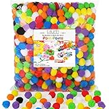 Caydo 1000 Pieces 1 inch Pompoms Arts and Crafts Pom Poms Ball for Hobby Supplies and Creative Craft DIY Material