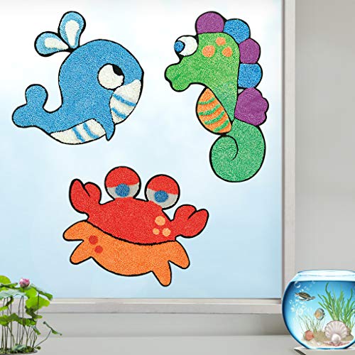 Imagimake Fleximos Aqua World DIY Window Art – Dotz Multi-Colour Air Dry Clay Art Playset - for Girls and Boys 3 Years+ (Aqua World)
