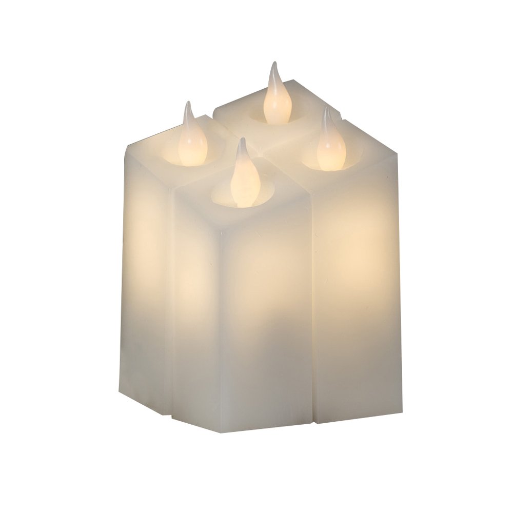 Konstsmide 1973-100 Battery Indoor Wax LED Candles with Dusk Till Dawn Sensor - Warm White, Set of 4