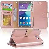 Arae Case Compatible for Samsung Galaxy J7 2017 / J7 V / J7 2017 / J7 Prime / J7 Perx / J7 Sky Pro/Galaxy Halo, Wallet Case with Kickstand and Flip Cover, Rosegold