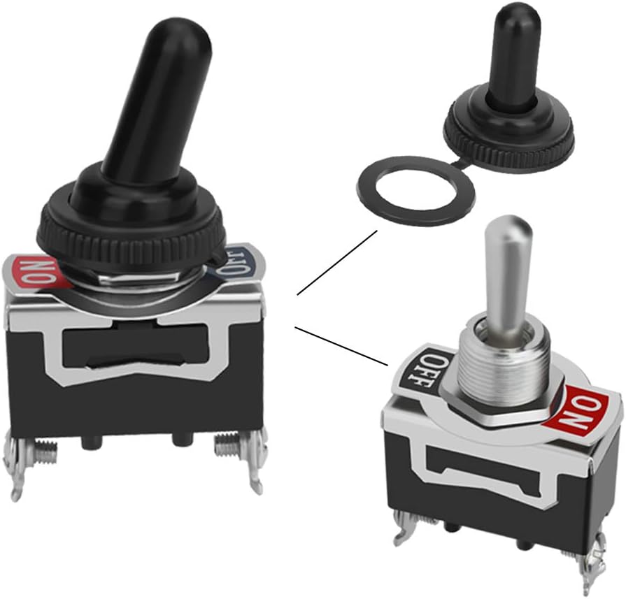 Heavy Duty Rocker Toggle Switch 15A 250V 20A 125V SPST 2 Pin ON/Off Switch Metal Bat Waterproof Boot Cap Cover - 6 Pack by MXRS: Industrial & Scientific
