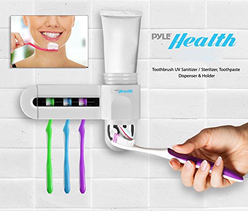 image for Pyle Upgraded Pure Clean Toothpaste Dispenser | UV Sanitizer Toothbrus