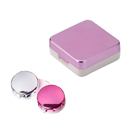 Mirror Effect Contact Lens Case Holder Container Travel Kit with Mirror Tweezers for Eyes Care 2pair Gold