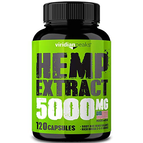 Viridian Peaks Hemp Extract Capsules - 5000MG - Supplement for Anxiety & Stress Relief - 100% Grown & Made in USA - Premium Quality Immune Support - Omega 3-6-9 Source - Insomnia Relief & Mood Boost Viridian Peaks Hemp Extract Capsules - 5000MG - Supplement for Anxiety & Stress Relief - 100% Grown & Made in USA - Premium Quality Immune Support - Omega 3-6-9 Source - Insomnia Relief & Mood Boost