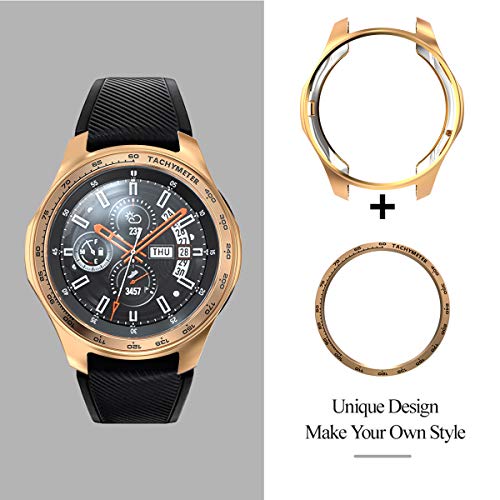 [2 Pack] JZK Samsung Galaxy Watch 46mm/Gear S3 Frontier & Classic Bezel Ring,Adhesive Cover Anti Scratch & Collision Protector Bezel Loop + Protector Case for Galaxy Watch 46mm Smartwatch Accessories - Thumbnail 2
