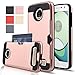 Moto Z Play Case,AnoKe [Credit Card Slots Holder][Not Wallet] Hard Silicone Rubber Hybrid Armor Shockproof Protective Case for Motorola Moto Z Play Droid(2016) KLS Rose Gold