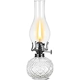 DNRVK Rustic Large Oil Lamp Vintage Glass Kerosene Lamp Antique Oil Lamps for Indoor Use Emergency Lighting Decor Hurricane L
