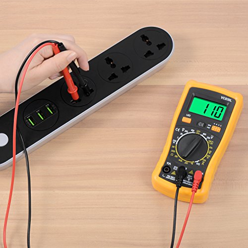 Digital Multimeter, Amoner Auto-ranging Electronic Amp Volt Ohm Voltage Meter Multimeter with Diode,AC Current,Transistors,Temperature,Resistance Test Tester and Emerald-green Backlit LCD Display