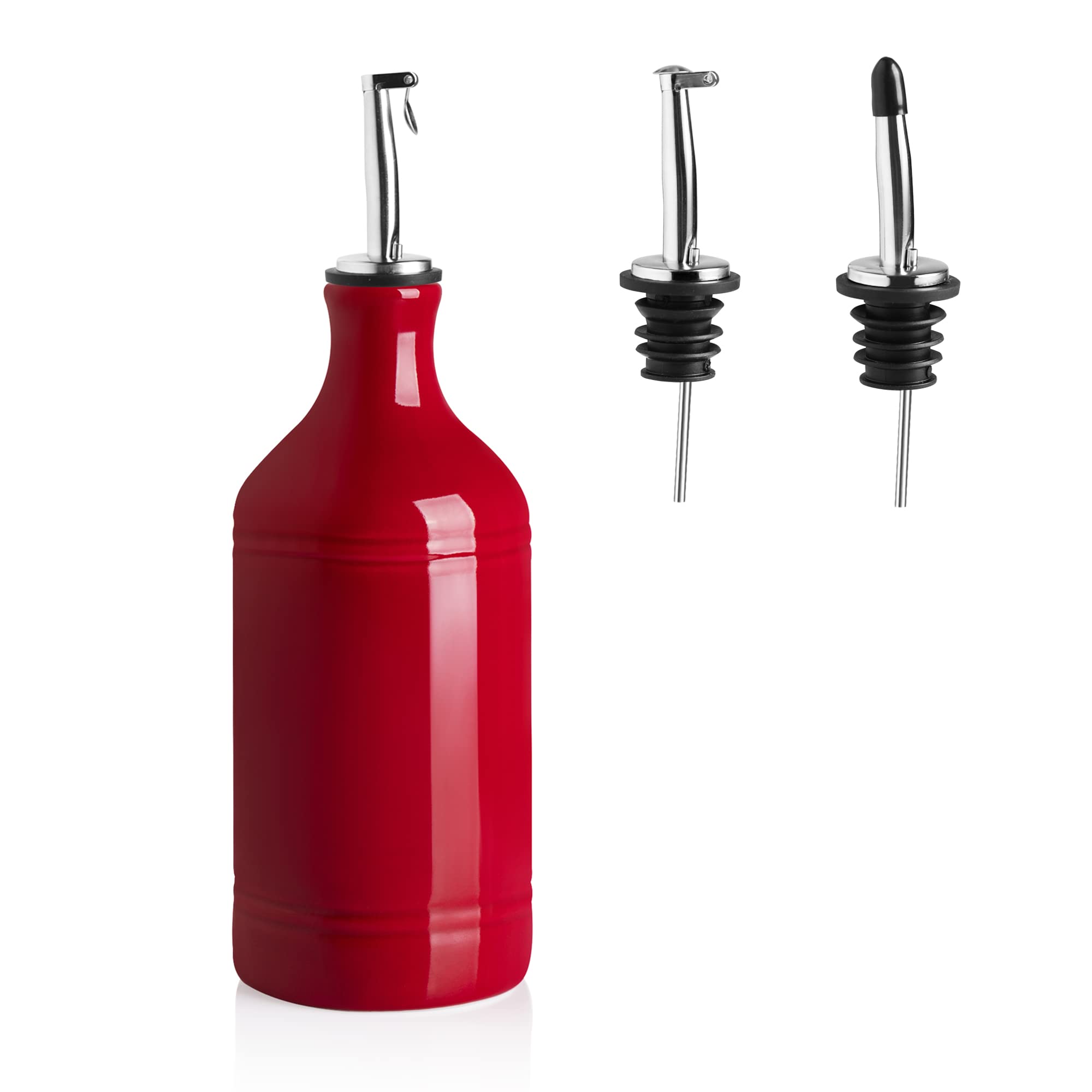 Sweejar Home Porcelain Olive Oil Dispenser Bottle, 460ml, Red, Protects Oil, Suitable For Storage Of Oil, Vinegar, Soy Sauce And Other Liquids — image 1
