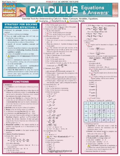Calculus Equations & Answers (Quickstudy: Academic) Calculus Equations & Answers (Quickstudy: Academic)