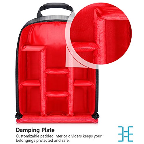 Neewer Camera Case Backpack Waterproof Shockproof 12.2x5.5x14.6 inches Bag (Red Interior) for