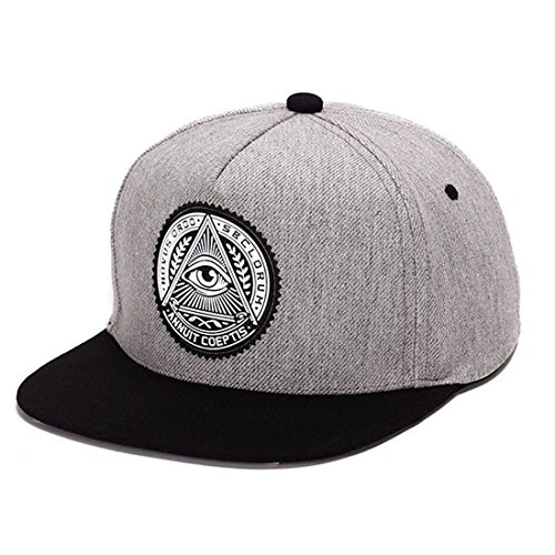 King Star Men Solid Flat Bill Hip Hop Snapback Baseball Cap Eye-Gray