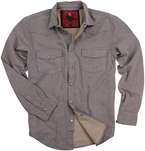 Drill Clothing Company Men's Western Denim Button-Up Shirt (Blue/Tan Wash, Large)