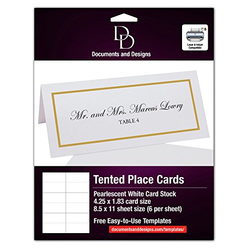 Documents and Designs Single Line Border Easy Print Place Cards, Gold, Set of 150 (25 Sheets) - Thumbnail 2