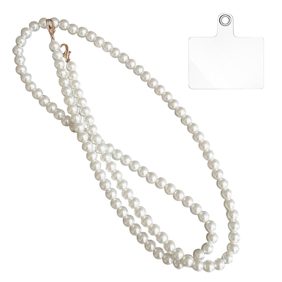 LEEQBCR 1 Piece Universal Pearl Mobile Phone Chain, Wristband Charm, Mobile Phone Chain Beaded Lanyard, Necklace, Mobile Phone Carrier, Lanyard, Compatible with Most Smartphones (White)